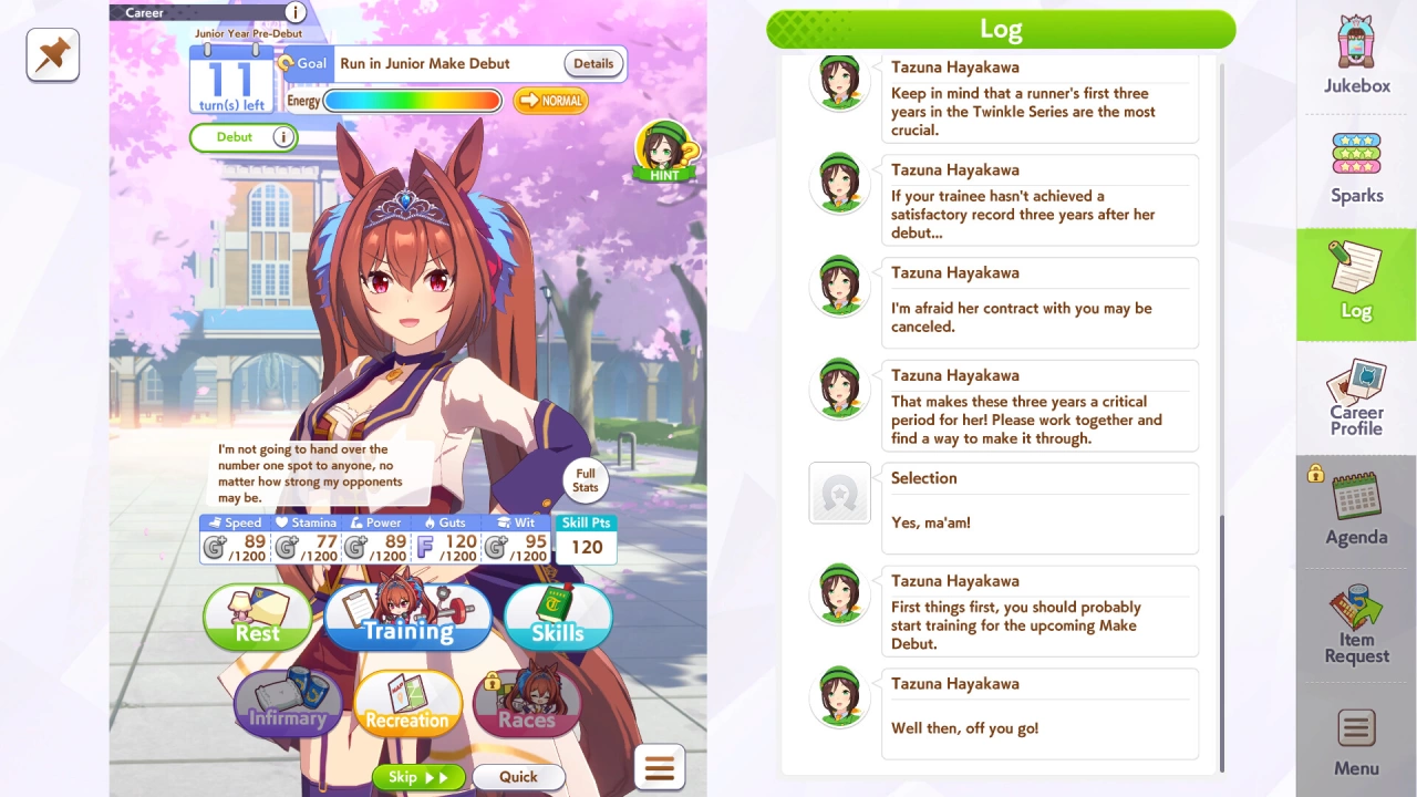 Screenshot of the game Umamusume: Pretty Derby