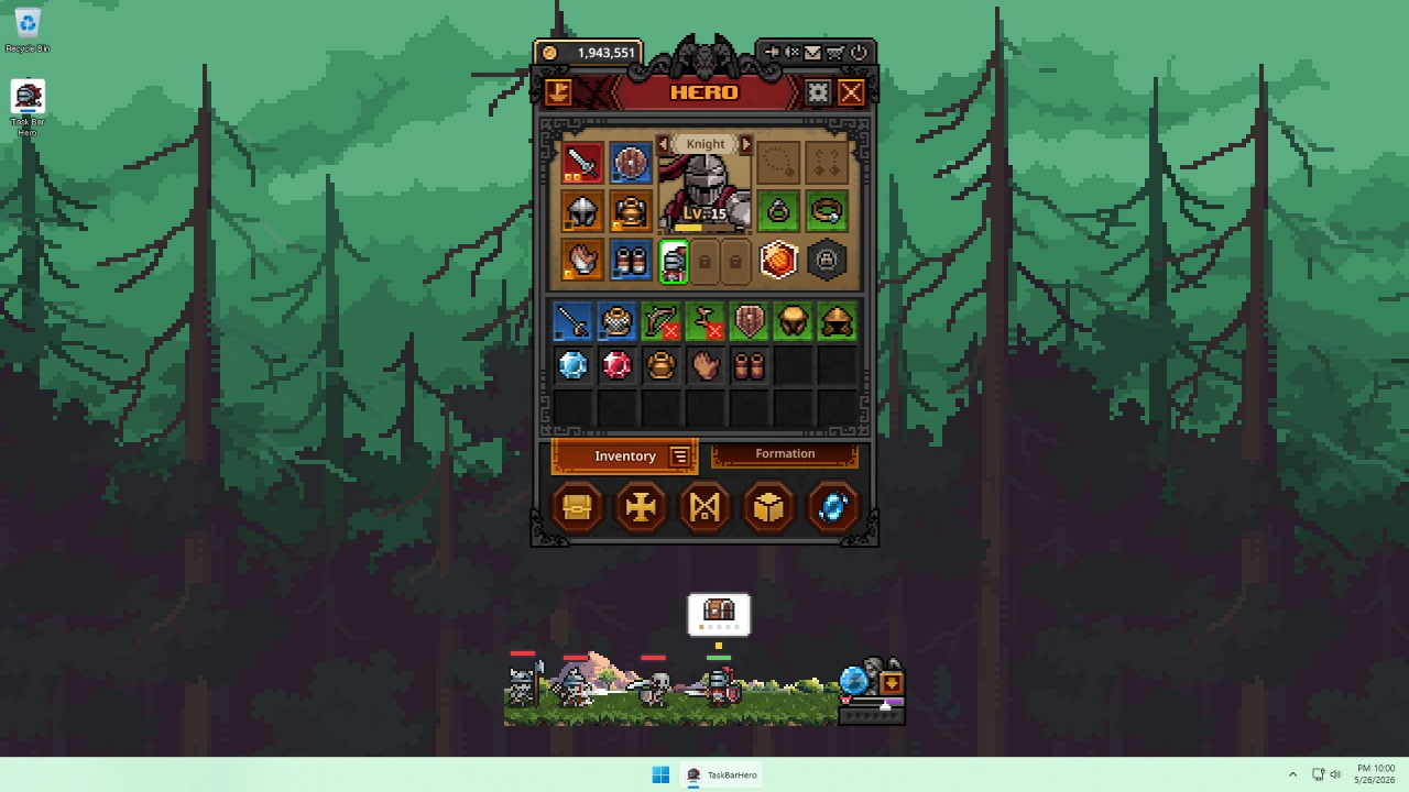 Screenshot of the game TBH: Task Bar Hero