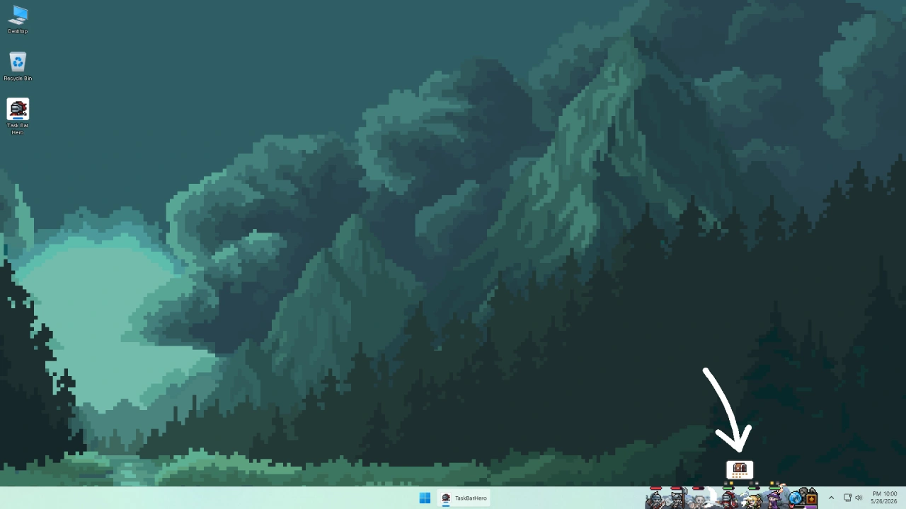 Screenshot of the game TBH: Task Bar Hero