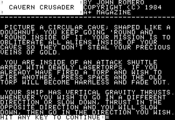 Screenshot of the game Cavern Crusader