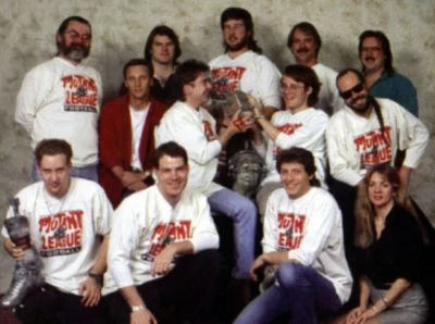Team photo of the developers of the game Mutant League Football