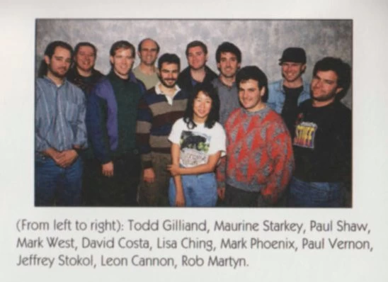 Team photo of the developers of the game NBA Showdown 94