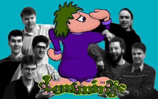 Team photo of the developers of the game Lemmings
