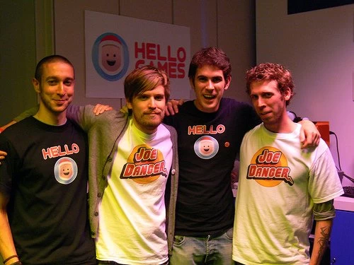 Team photo of the developers of the game Joe Danger