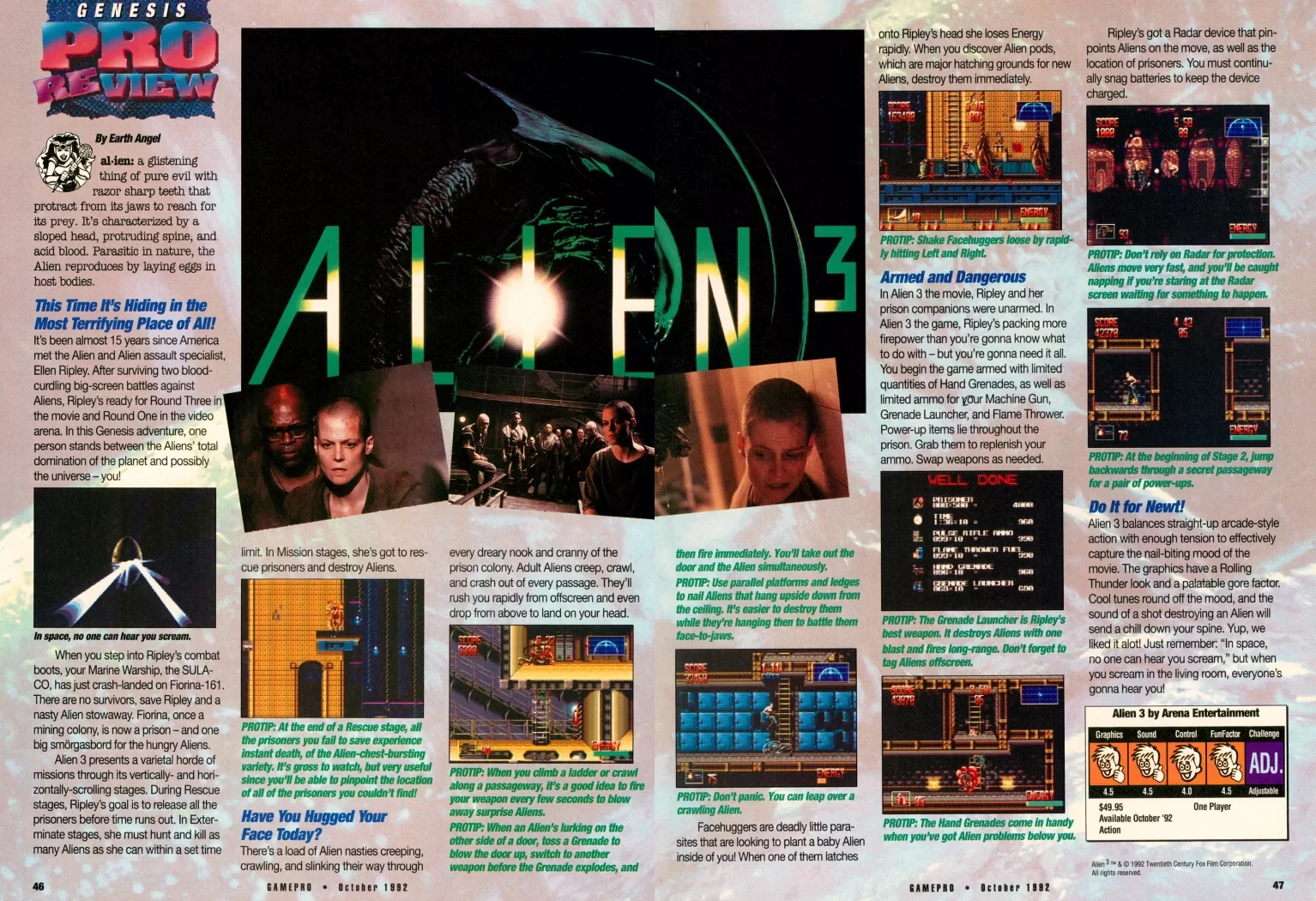 Alien 3 do Mega Drive na GamePro Nº 39