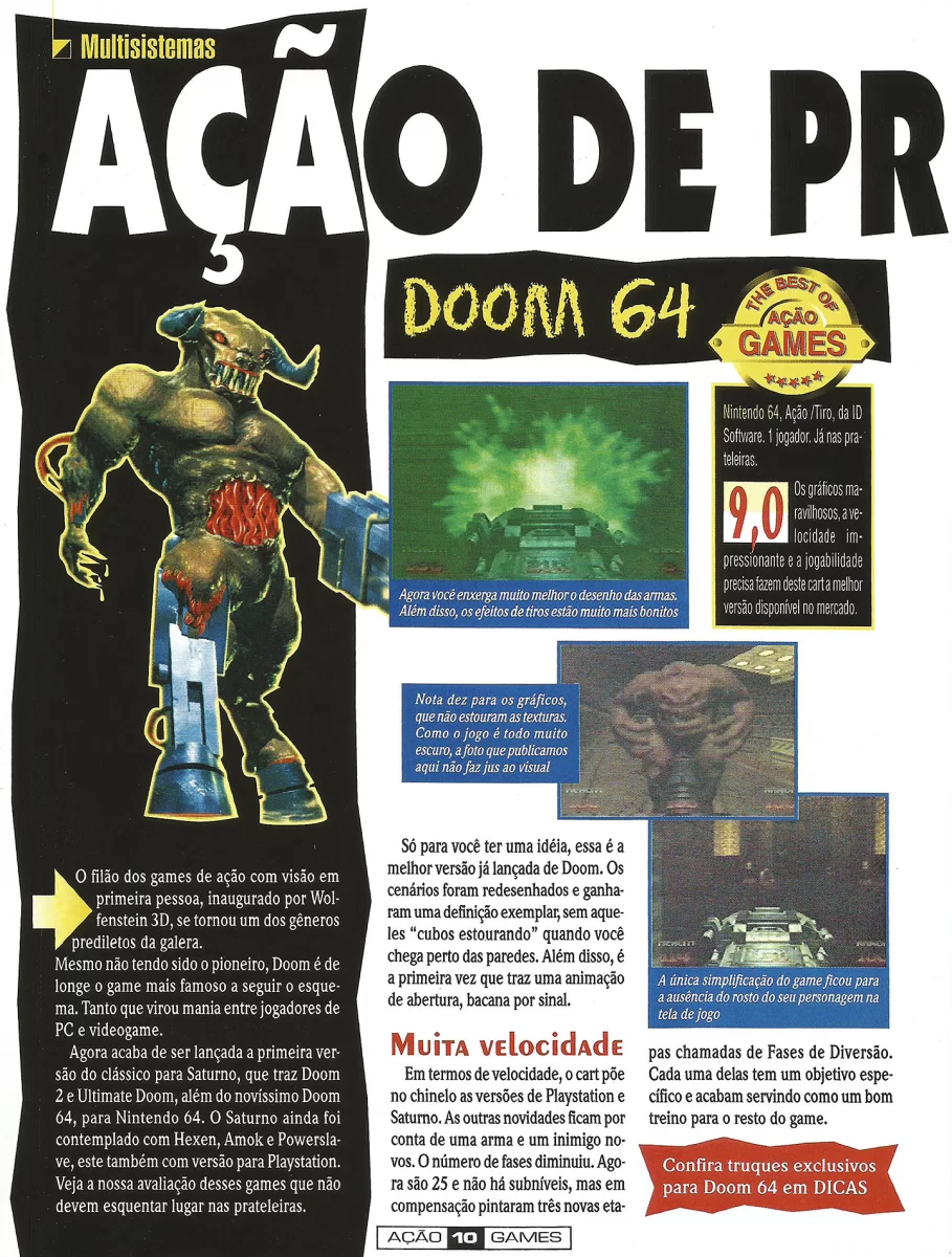Doom 64 do Nintendo 64 na Ação Games Nº 116