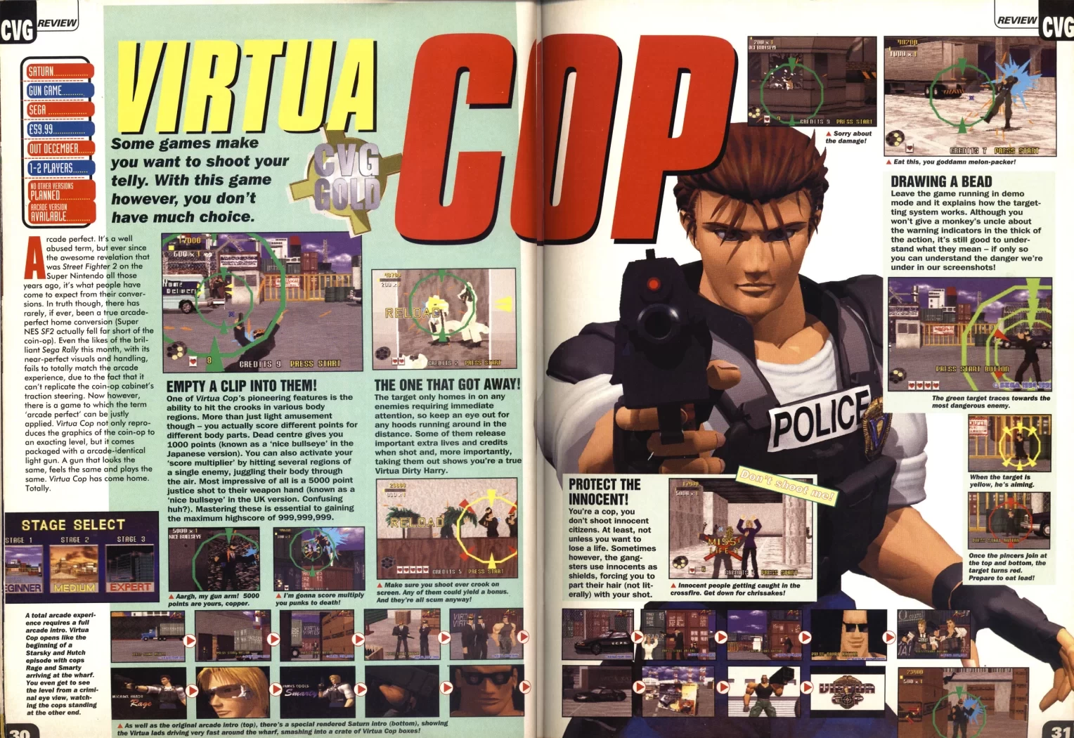 Virtua Cop do Sega Saturn na Computer and Video Games Nº 170